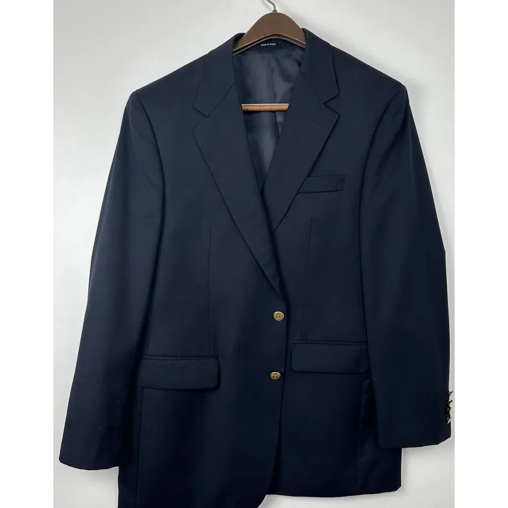 Lauren Ralph Lauren Navy Blue‎ Gold Buttons Blazer Wool SportCoat No Size Tag
